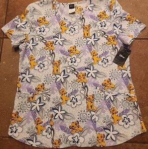 Lion King Womns Themed Scrub Top M